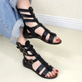 HERŞEYTREND Nola Siyah Hakiki Deri Kemerli Sandalet