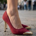 HERŞEYTREND Norji Bordo Saten Stiletto Ayakkabı