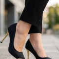 HERŞEYTREND Norji Siyah Saten Stiletto Ayakkabı