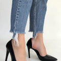 HERŞEYTREND Pley Siyah Cilt Stiletto Ayakkabı