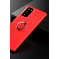 HERŞEYTREND Samsung Galaxy Note 20 Kılıf Range Yüzüklü Silikon - Kırmızı