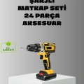 HERŞEYTREND Şarjlı Darbeli Matkap Seti – 2 Bataryalı, 24W Güç, 24 Parça Aksesuar, LED Işıklı