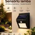 HERŞEYTREND Sensörlü, Güneş Enerjili LED Duvar Lambası Bahçe ve Balkon Aydınlatma