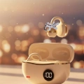 HERŞEYTREND Şık ve Taşınabilir Bluetooth Kulaklık Gün Boyu Kullanım 2 Kurdele Küpe Hediyeli