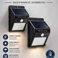 HERŞEYTREND Solar Sensörlü Duvar Lambası Bahçe Lamba 20 Led Işık