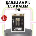 HERŞEYTREND Tekrar Şarj Edilebilir AA USB Type-C Pil | 1000+ Döngü | 1.5V Sabit Voltaj