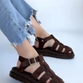 HERŞEYTREND Tenra Kahverengi Süet Kemerli Sandalet