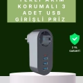 HERŞEYTREND Termal Akım Korumalı 3 USBli Güvenli Priz – Akıllı Akım Dengeleme