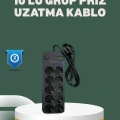 HERŞEYTREND Termal Koruma Sistemli USB Type-C 10’lu Grup Priz 2m 2500W Güç Kapasiteli