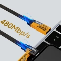 Hızlı Şarj Destekli 65W Örgülü USB-C ve USB-A Çoklu Şarj Kablosu
