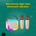 İki Mikrofonlu Renkli LED Işıklı Karaoke Cihazı