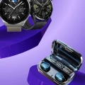 İkili Set Akıllı Saat Ve Bluetooth Kulaklık Kablosuz Uzun Pil Ömrü Spor Modları