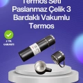 Isıyı Uzun Süre Koruyan 500 ml Termos Seti | Çelik Gövde, 2 Bardaklı, Hediye Kutulu