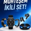 Kablosuz Bluetooth Bağlantılı Kulaklık ve Dokunmatik Ekran Akıllı Saat Arama Cevaplama