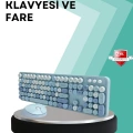 Kablosuz Klavye ve Mouse Seti – Sessiz Tuş, Retro Tasarım
