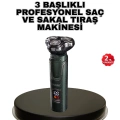 Kablosuz Profesyonel Erkek Bakım Seti – 3 Başlıklı, 3D Akıllı Kesim, Taşınabilir