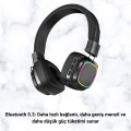 Kablosuz RGB Işıklı Katlanabilir Bluetooth Kulak Üstü Kulaklık