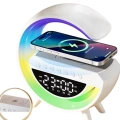Kablosuz Şarjlı Bluetooth Hoparlör RGB Işık Gece Lambası Dijital Saat