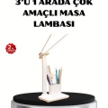 Kalemlik ve Telefon Standlı Masa Lambası – Kısılabilir LED Işık, Göz Dostu Tasarım