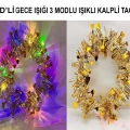 Kalp Püsküllü Gece Parıltısı 3 Modlu Led39li Işıklı Taç Altın Renk