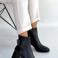 HERŞEYTREND Kanda Siyah Cilt Topuklu Bot