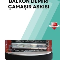 Kare Küpeşte Uyumlu Balkon Çamaşır Askısı 25x60 cm Beyaz Pratik