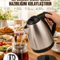 Kettle Su Isıtıcı C F Priz Uyumlu 220 - 240 V Paslanmaz Çelik Kablolu