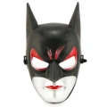 Kırmızı Gözlü Siyah Batman Maske - Lastikli Batgirl Maskesi 28x17 Cm