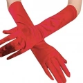 Kırmızı Renk Dirseğe Kadar Uzun Kumaş Eldiven 40 Cm