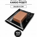 Küçük Boy Siyah Şeffaf Kargo Poşeti 24x30+5 Cm 100 Adet