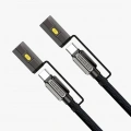 Led Fener Ve Alevsiz Çakmak Fonksiyonlu Type-c Şarj Ve Data Kablosu 120 Cm Siyah