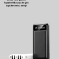 LED Işıklı 20.000mAh Powerbank LCD Gösterge Dahili Çoklu Kablo