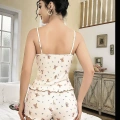 HERŞEYTREND  Ayıcık Desenli Dantel İşlemeli Askılı Şortlu Pijama Takımı