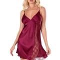 HERŞEYTREND  Bordo Kısa Saten Gecelik