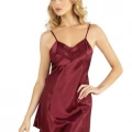 HERŞEYTREND  Bordo Kısa Saten Gecelik 8231