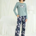 HERŞEYTREND  Çiçek ve Yaprak Desenli Baskılı Pijama Takımı