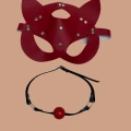 HERŞEYTREND  Kırmızı Deri Maske ve Ağız Topu Harness Aksesuar