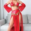 HERŞEYTREND Kırmızı Peçeli Seksi Dansöz Kostümü