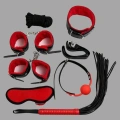 HERŞEYTREND  Kırmızı/Siyah İçi Tüylü Deri 7li Harness Set
