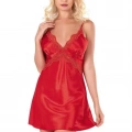 HERŞEYTREND  Kırmızı Kısa Saten Gecelik 8103