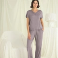 HERŞEYTREND  Kısa Kollu V Yakalı Dantelli Pijama Takımı