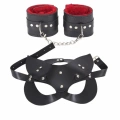 HERŞEYTREND  Maske Ve Kelepçe Deri Harness Fantezi Set