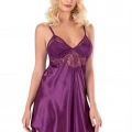 HERŞEYTREND  Mor Kısa Saten Gecelik