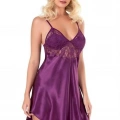 HERŞEYTREND  Mor Kısa Saten Gecelik