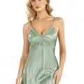 HERŞEYTREND  Su Yeşili Kısa Saten Gecelik
