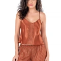 HERŞEYTREND  Tarçın Saten Babydoll Şort Takımı