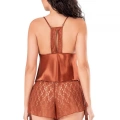 HERŞEYTREND  Tarçın Saten Babydoll Şort Takımı