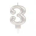 HERŞEYTREND 3 Rakamı Mum Gümüş Renk
