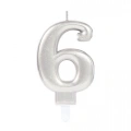 HERŞEYTREND 6 Rakamı Mum Gümüş Renk