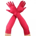 HERŞEYTREND Kırmızı Renk Dirseğe Kadar Uzun Kumaş Eldiven 40 cm